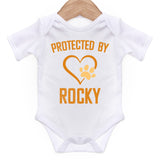 Protect By Dog Personalised Baby Grow With Matching Dog Scarf Bandana