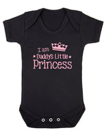 I Am Daddys Little Princess Baby Boy Girl Unisex Short Sleeve Bodysuit (Black, 0-3m)