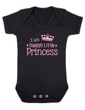 I Am Daddys Little Princess Baby Boy Girl Unisex Short Sleeve Bodysuit (Black, 0-3m)