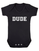 DUDE Baby Boy Girl Unisex Short Sleeve Bodysuit (Black, 0-3m)