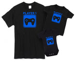 Player 1 And Player 2 - Mens T Shirt With Short Sleeve Bodysuit Matching Gift Set