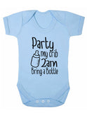 Party My Crib 2am Bring A Bottle Baby Boy Girl Unisex Short Sleeve Bodysuit (Baby Pink, 0-3m)