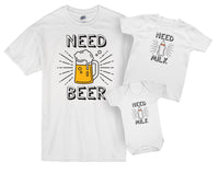 Need Beer Need Milk Father And Baby Matching T Shirt & Bodysuit Set