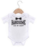 Handsome Like My Daddy Bow Tie Design Short Sleeve Bodysuit / Baby Grow For Baby Boy Or Girl