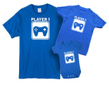 Player 1 And Player 2 - Mens T Shirt With Short Sleeve Bodysuit Matching Gift Set