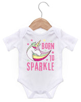 Born To Sparkle Unicorn Design / Baby Grow For Baby Boy Or Girl