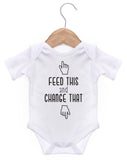 Feed This Change That Short Sleeve Bodysuit / Baby Grow For Baby Boy Or Girl