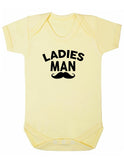 Ladies Man Moustache Baby Boy Girl Unisex Short Sleeve Bodysuit