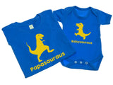 Papasauraus And Babysauraus - Mens T Shirt With Short Sleeve Bodysuit Matching Gift Set