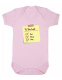 Baby To Do List  Eat Sleep Poop Baby Boy Girl Unisex Short Sleeve Bodysuit