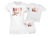 Boss Lady and Mini Boss Mother And Baby Matching T Shirt & Bodysuit Set