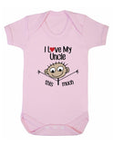 I Love My Uncle This Much Baby Boy Girl Unisex Short Sleeve Bodysuit (Baby Pink, 0-3m)