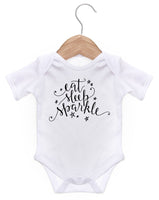 Eat Sleep Sparkle Short Sleeve Bodysuit / Baby Grow For Baby Boy Or Girl