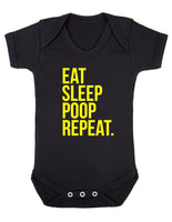Eat Sleep Poop Repeat Baby Boy Girl Unisex Short Sleeve Bodysuit (Black, 0-3m)