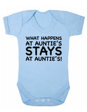 What Happens At Auntie's Stays At Auntie's Baby Boy Girl Unisex Short Sleeve Bodysuit
