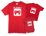 Player 1 And Player 2 - Mens T Shirt With Short Sleeve Bodysuit Matching Gift Set