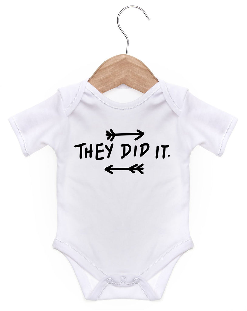 They Did It Short Sleeve Bodysuit / Baby Grow For Baby Boy Or Girl