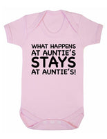 What Happens At Auntie's Stays At Auntie's Baby Boy Girl Unisex Short Sleeve Bodysuit