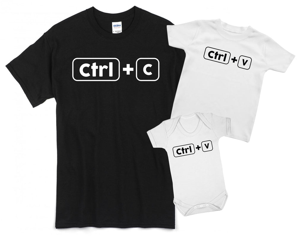Ctrl+C And Ctrl+V Father And Baby Matching T Shirt & Bodysuit Set