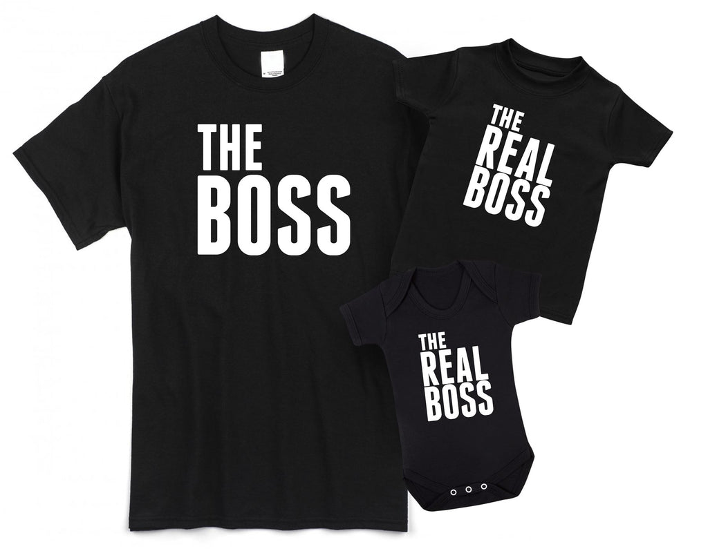 The Boss And The Real Boss Father And Baby Matching T Shirt & Bodysuit Set