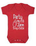 Party My Crib 2am Bring A Bottle Baby Boy Girl Unisex Short Sleeve Bodysuit (Baby Pink, 0-3m)