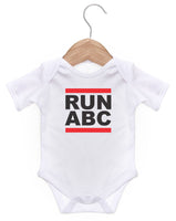 RUN ABC Short Sleeve Bodysuit / Baby Grow For Baby Boy Or Girl