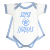 Super Hero Personalised Baby Vest With Detachable Cape (Blue/Pink)