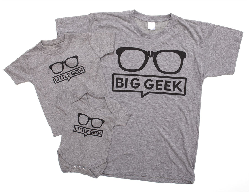 Big Geek Little Geek Father And Baby Matching T Shirt & Bodysuit Set