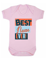 Best News Ever Baby Boy Girl Unisex Short Sleeve Bodysuit (Baby Pink, 0-3m)