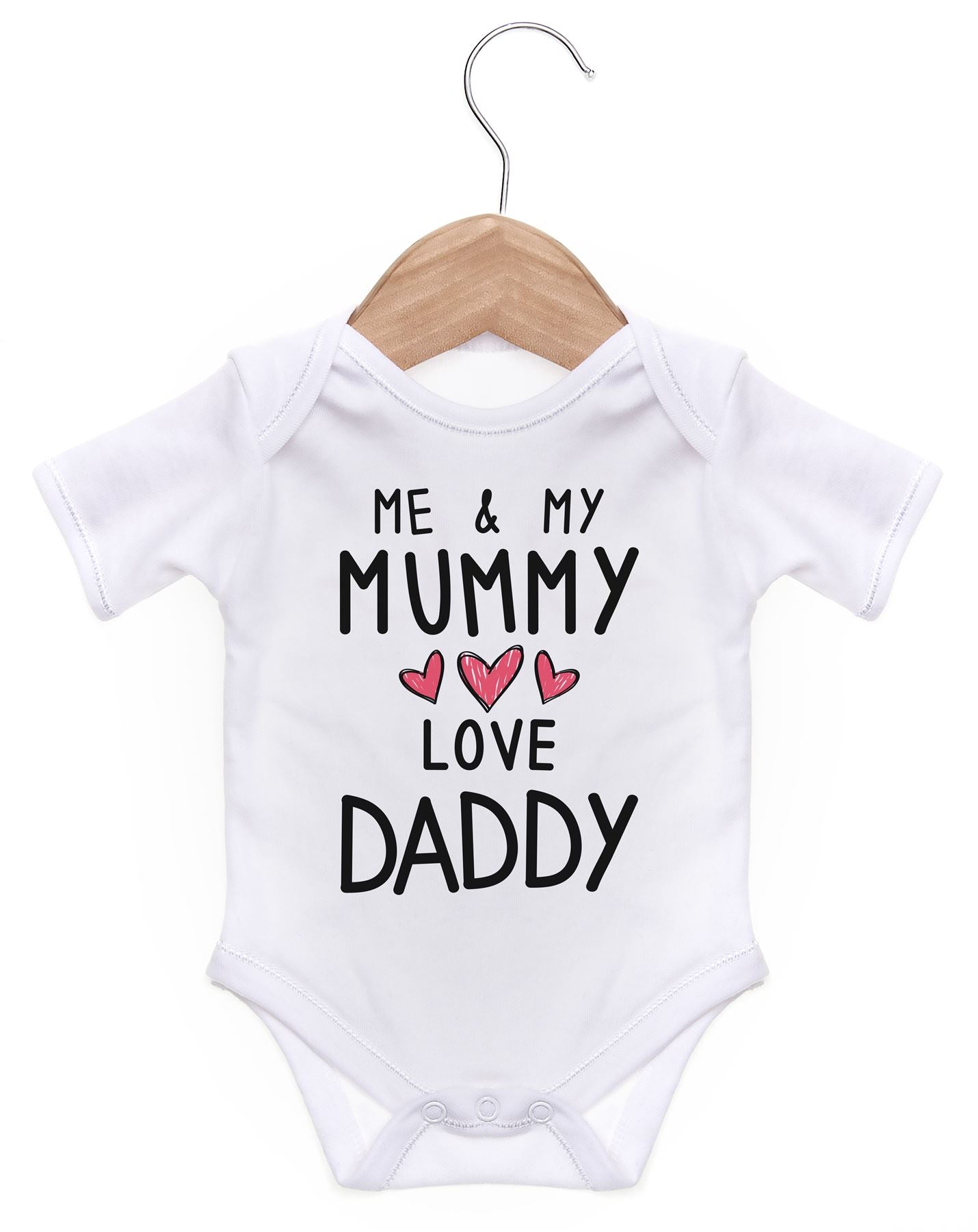 Me And My Mummy Love Daddy Short Sleeve Bodysuit Baby Grow For Baby Boy Or Girl