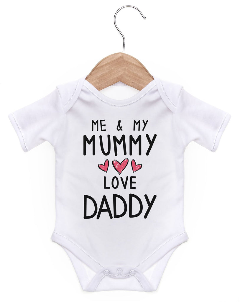 Me And My Mummy Love Daddy Short Sleeve Bodysuit / Baby Grow For Baby Boy Or Girl