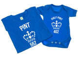 Pint And Half Pint - Mens T Shirt With Short Sleeve Bodysuit Matching Gift Set
