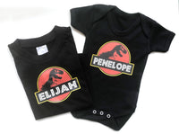 Insert Any Name On Dinosaur Design T Shirt Or Baby Bodysuit (Sold Separately)