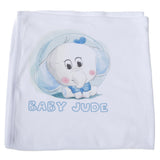 Baby Elephant Design 100% Cotton Personalised Blanket (Blue/Pink Option)