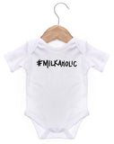 #Milkaholic Short Sleeve Bodysuit / Baby Grow For Baby Boy Or Girl