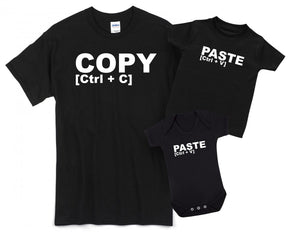 Copy And Paste CTRL C CTRL V Father And Baby Matching T Shirt & Bodysuit Set
