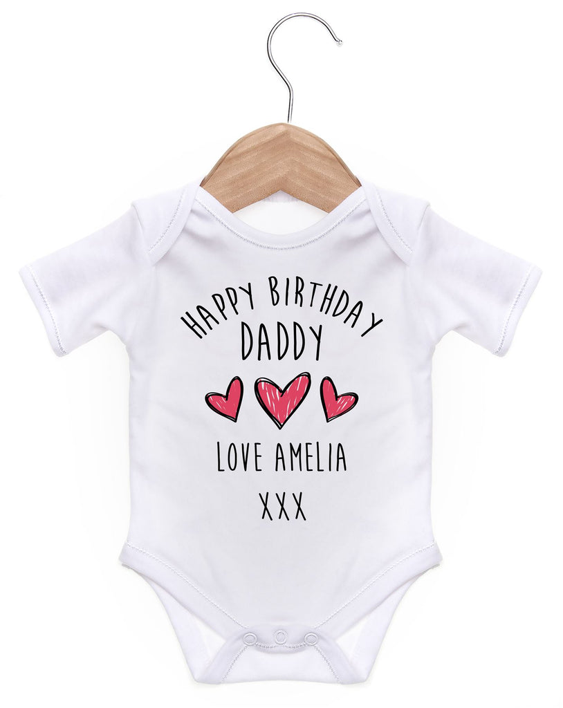 Happy Birthday Daddy Personalised / Baby Grow For Baby Boy Or Girl
