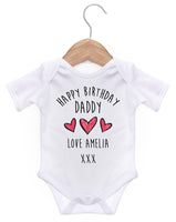 Happy Birthday Daddy Personalised / Baby Grow For Baby Boy Or Girl