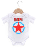 Captain Name Super Hero Logo Personalised Baby Vest