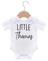 Little Surname Personalised Short Sleeve Bodysuit / Baby Grow For Baby Boy Or Girl