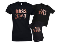Boss Lady and Mini Boss Mother And Baby Matching T Shirt & Bodysuit Set
