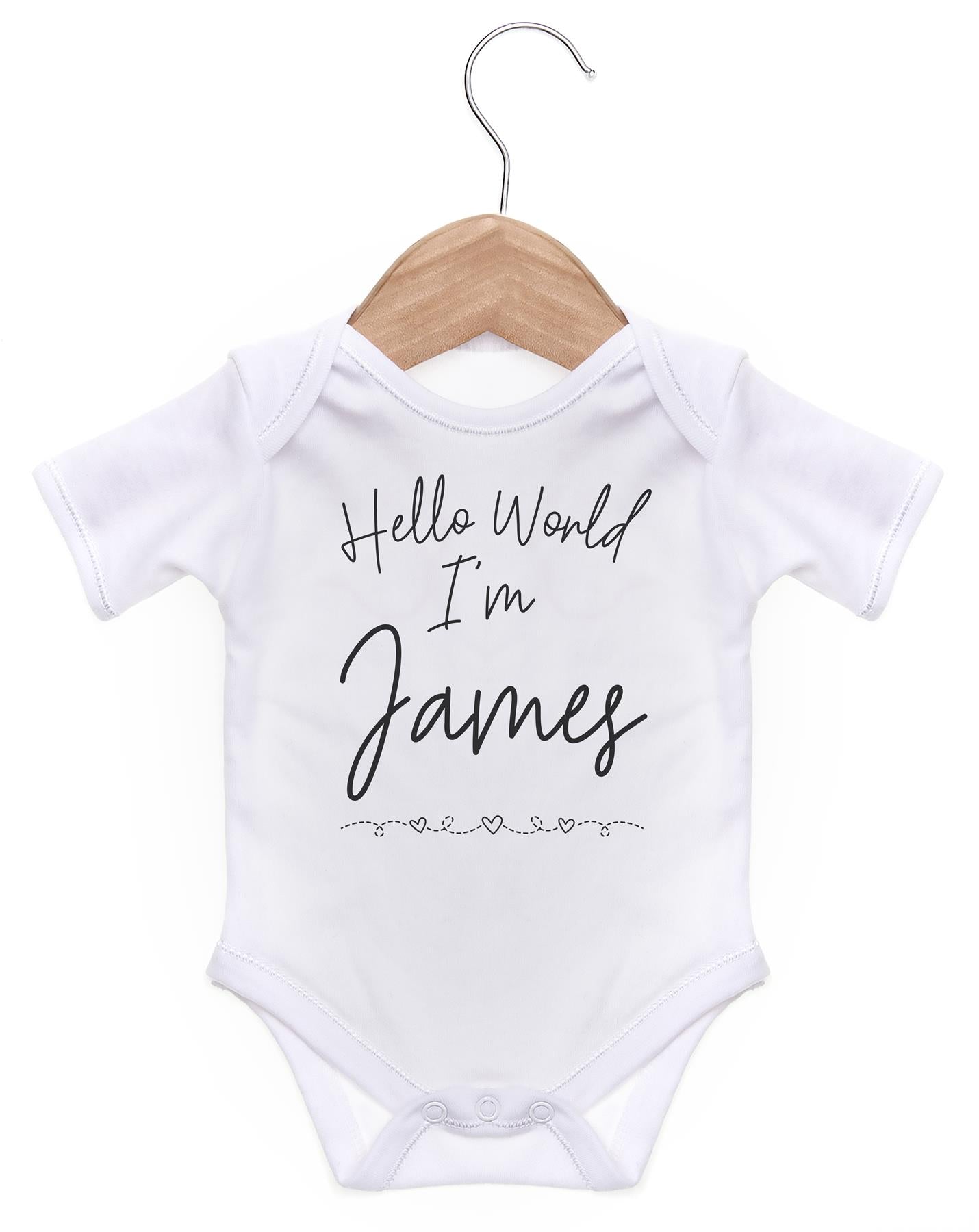 Hello World I'm Personalised Baby Vest - Main Image