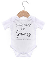 Hello World I'm Personalised Baby Vest