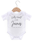 Hello World I'm Personalised Baby Vest
