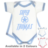 Super Hero Personalised Baby Vest With Detachable Cape (Blue/Pink)