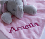 Personalised Embroidered Baby Elephant Comforter